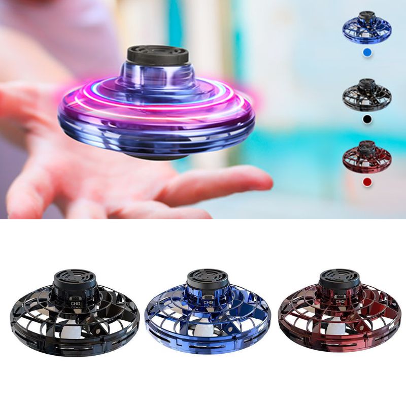 Mini Fingertip Gyro Interactive Decompression Toy Drone LED UFO Type Flying Helicopter Spinner Toy Kids - TryKid