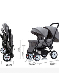 Stroller Children's Lightweight Baby Front And Rear Sitting Plus-sized Four-wheel Convenient Double Sitting Lying Folding Cart - TryKid
