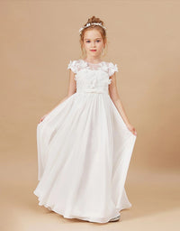 Kids Dress Ladies White Flower Girl Wedding - TryKid
