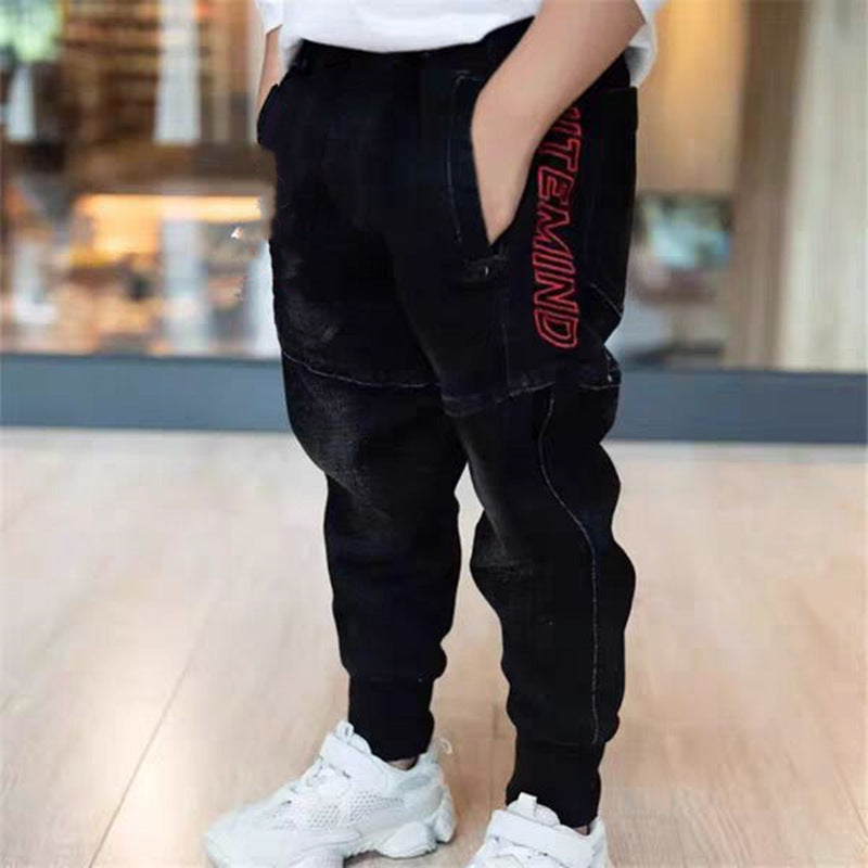 Kids Black Jeans Single Pants Spring And Autumn Boys Pants - TryKid