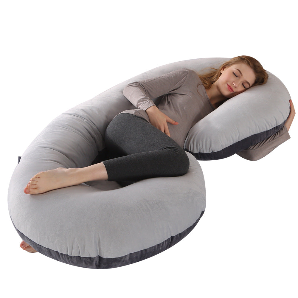 Crystal Velvet C-type Pregnancy Pillow For Sleeping On The Side - TryKid