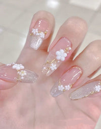 Long Handmade Detachable Wear Nail Tips - Ballet Style Fake Nail Patch, Finished Nail Product
