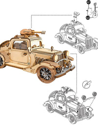 Robotime Rolife Vintage Car Model 3D Wooden Puzzle Toys For Chilidren Kids - TryKid

