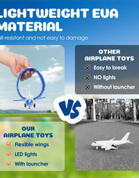 2 Pack Airplane Toys With Launcher, 2 Flight Modes LED Foam Glider Catapult Plane Toy, Outdoor Flying Toy For Kids, Airplane Birthday Party Gifts For 3 4 5 6 7 8 9 Years Old Boys Girls
