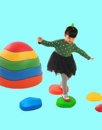 Non-slip Balance Stepping Stones Kids Sensory Integration Training Toys 5 Colors Space Saving Outdoor Indoor Game Set - TryKid
