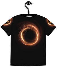 TRYKID Cosmic Black Hole Youth Crew Neck T-Shirt | Trending Space Design for a Stellar Fashion Statement
