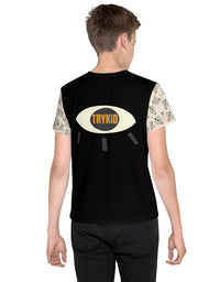 👁️ Youth Crew Neck T-Shirt: TryKid Logo with Eye Pattern | Embrace the 'Look at My Eye' Trend 🌟
