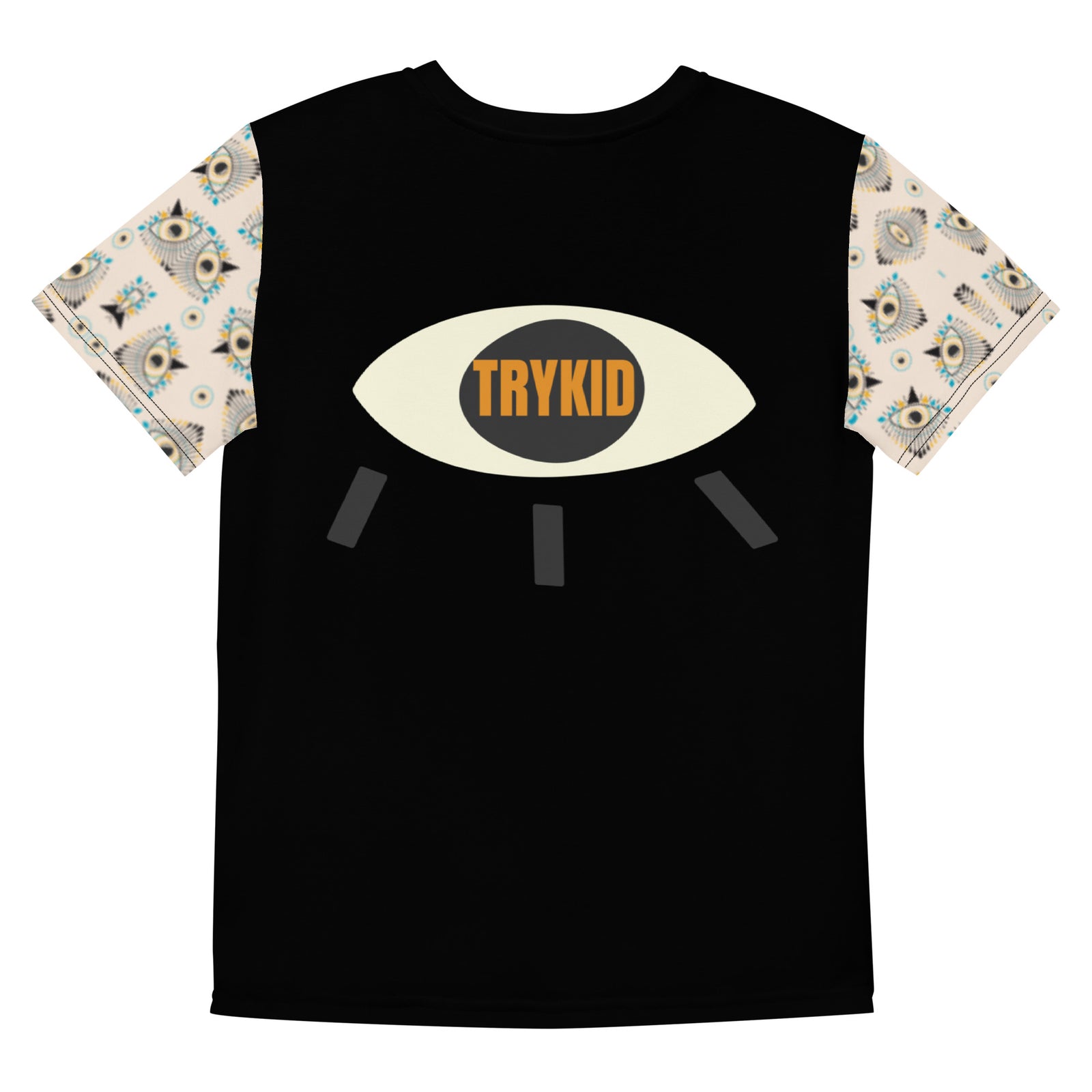 👁️ Youth Crew Neck T-Shirt: TryKid Logo with Eye Pattern | Embrace the 'Look at My Eye' Trend 🌟