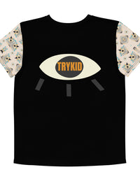 👁️ Youth Crew Neck T-Shirt: TryKid Logo with Eye Pattern | Embrace the 'Look at My Eye' Trend 🌟
