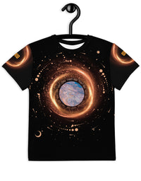 TRYKID Cosmic Black Hole Youth Crew Neck T-Shirt | Trending Space Design for a Stellar Fashion Statement
