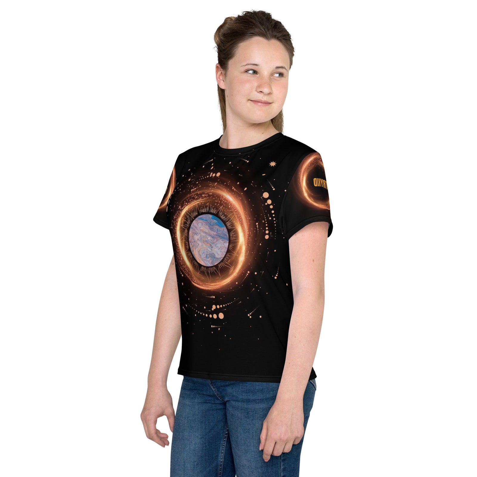 TRYKID Cosmic Black Hole Youth Crew Neck T-Shirt | Trending Space Design for a Stellar Fashion Statement