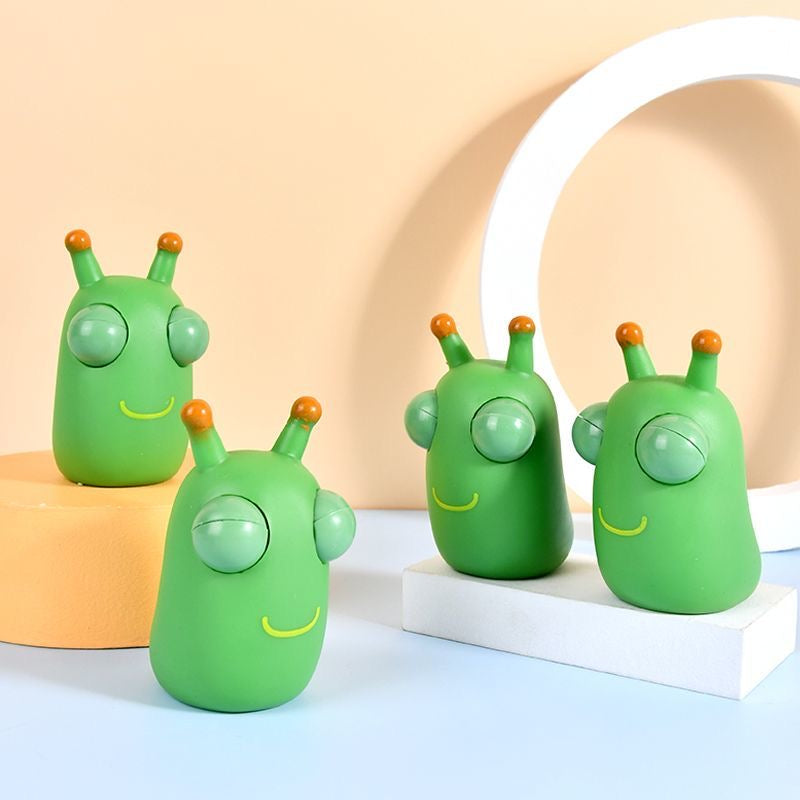 12PCS Funny Grass Worm Pinch Toy, Green Eye Bouncing Worm Squeeze Toy, Novelty Fun Squeeze Stress Relief Toys For Adults Kids Gift Cool Gadgets - TryKid