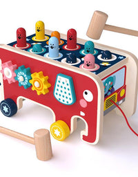Montessori Toddlers Kids Wooden Pounding Bench Animal Bus Toys Early Educational Set Gifts For Children Toy Musical Instrument - TryKid
