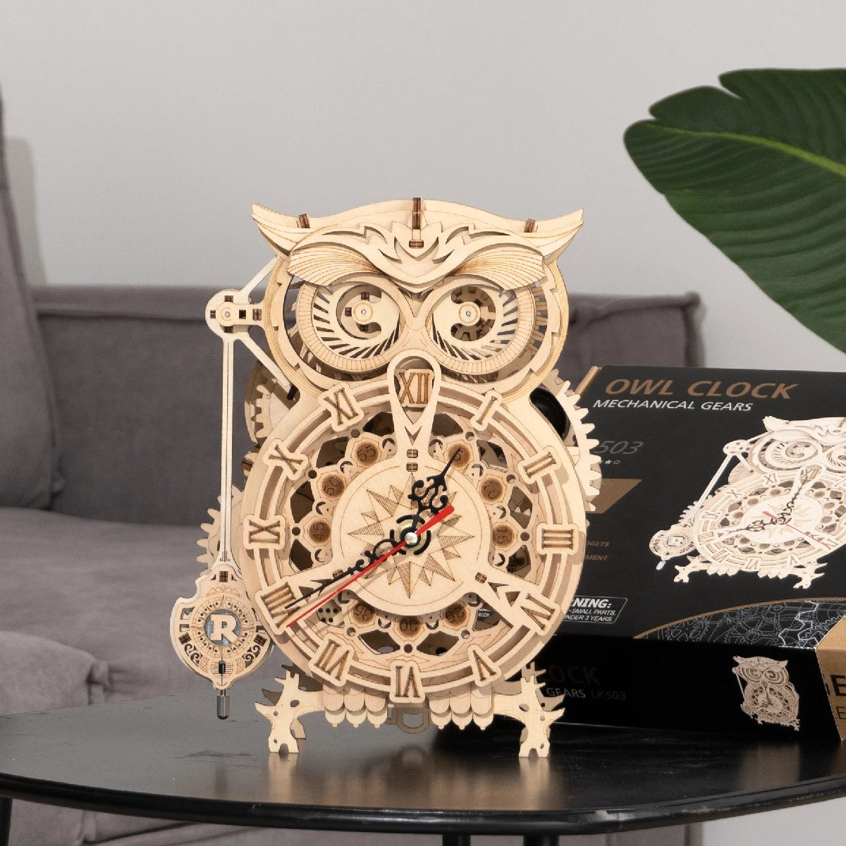 Robotime Rokr Creative DIY Toys 3D Owl Wooden Clock Building Block Kits For Children Christmas Gifts Home Decoration LK503 - TryKid