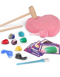 Gemstone Dig Kit Toys For Kids Dig Up 6 Gems& Rocks Science STEM Activities Educational Gifts For Boys Girls Age Above 6 Gemstones Necklace DIY Gifts - TryKid
