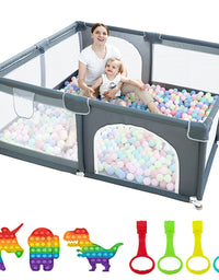 Large Baby Playpen79x71, Extra Large Play Pen For Babies And Toddlers, Play Yard With Gate, Baby Fence With Breathable Mesh, Safety Indoor & Outdoor Activity Center Grey - TryKid
