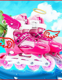 New Boy Girl Children Inline Skates Adjustable Size Flashing Roller Skating Boots for Kids - TryKid
