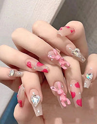Long Handmade Detachable Wear Nail Tips - Ballet Style Fake Nail Patch, Finished Nail Product
