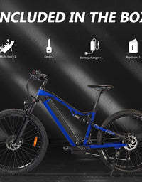 500W Electric Bike - 27.5 Inches 500W 48V 27 Speed Blue Ebike - Bafang Motor - TryKid
