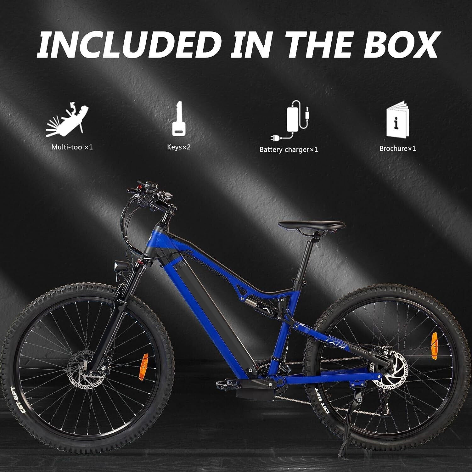 500W Electric Bike - 27.5 Inches 500W 48V 27 Speed Blue Ebike - Bafang Motor - TryKid