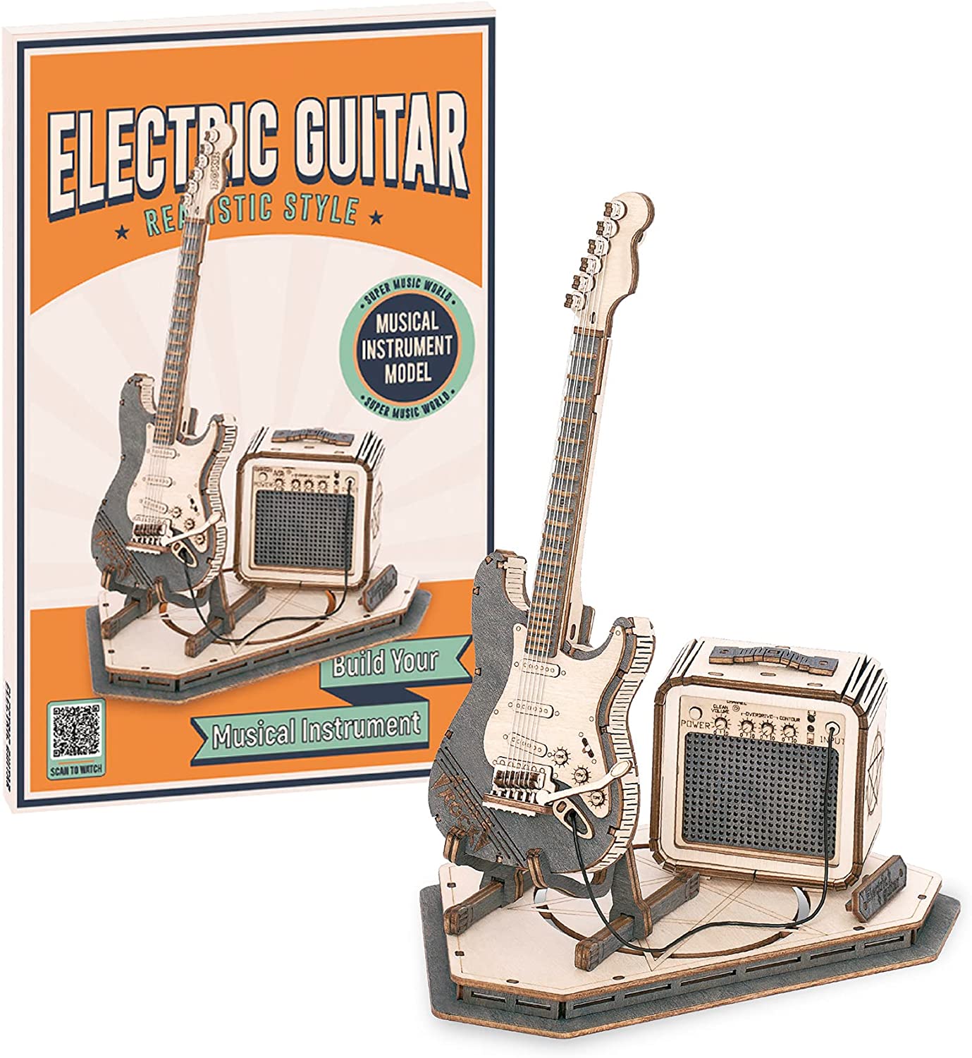 Electric Guitar Model Gift For Kids Assembly Creative Toys Building Block Set 3D Wooden Puzzle - TG605K - TryKid