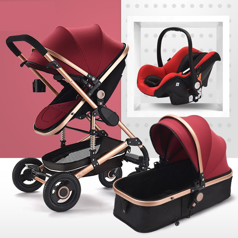 Sitting And Lying Portable Folding High-landscape Shock-absorbing Two-way Stroller For Newborn Babies - TryKid