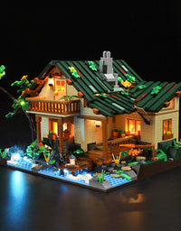 The Lakeside Hut Is Equipped With LED Lighting Puzzle Assembly Building Block Lighting Toys - TryKid
