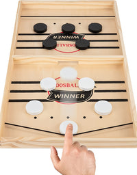 Fast Sling Puck Game,Wooden Hockey Game,Super Foosball Table,Desktop Battle Parent-Child Interaction Winner Slingshot Game,Adults And Kids Family Game Toys - TryKid
