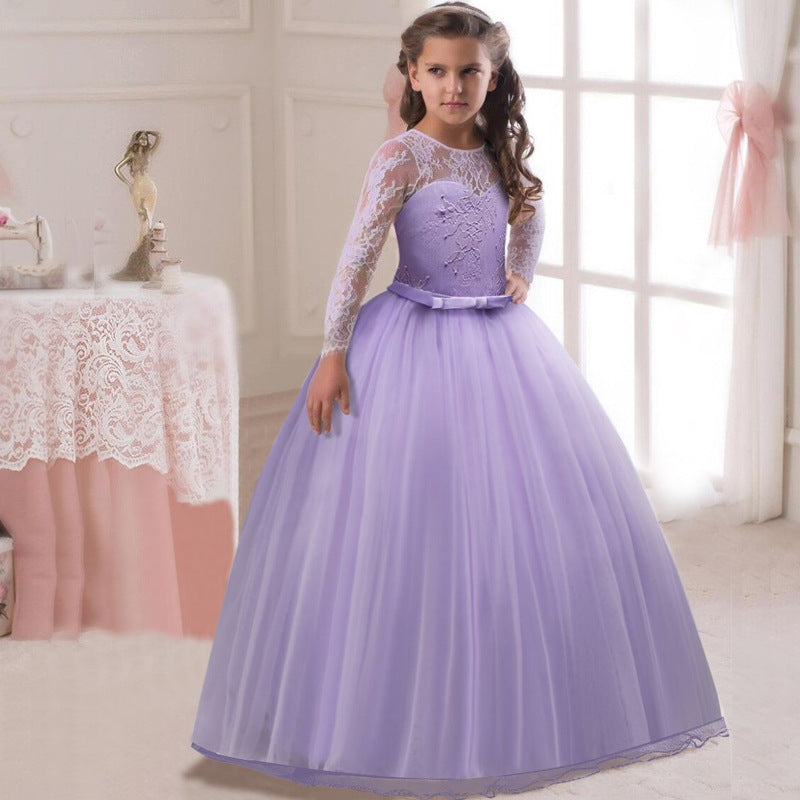 Kids Long Flower Girl Dress Dress - TryKid