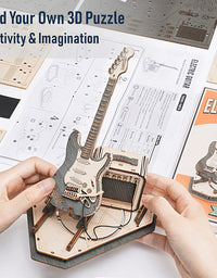 Electric Guitar Model Gift For Kids Assembly Creative Toys Building Block Set 3D Wooden Puzzle - TG605K - TryKid

