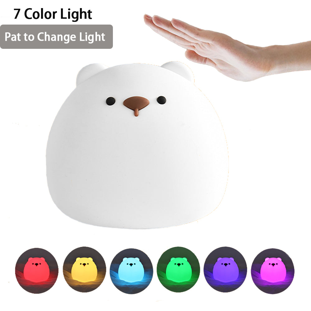 Child Led Night Silicone Light, USB Rechargeable Touch Sensor Colorful Lamp For Kids, Bedroom Bedside Touch Animal Bear Lantern Table Lamps Children's Silicone Lamp USB Rechargeable Touch Sensor Color - TryKid