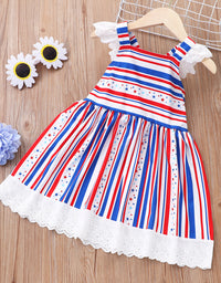 Kids Summer Sleeveless Firework Flag Dress
