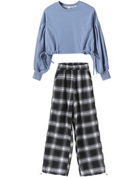 Girls' Suits Western Style Korean Children's Clothing Trendy Plaid Trousers Big Kids - TryKid
