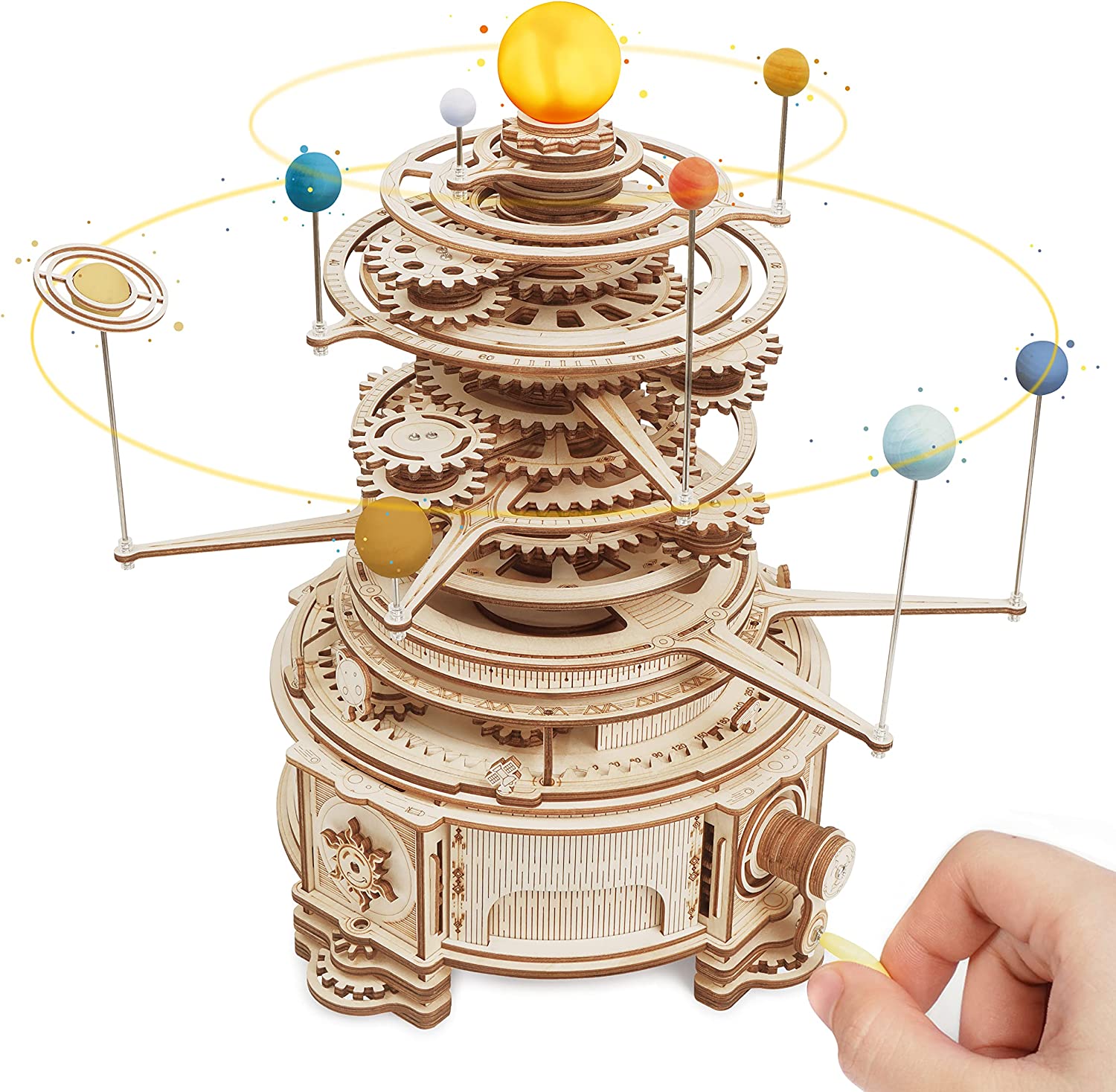 Robotime ROKR 316PCS Rotatable Mechanical Orrery 3D Wooden Puzzle Games Assemble Model Building Kits Toys Gift For Children Boys - TryKid