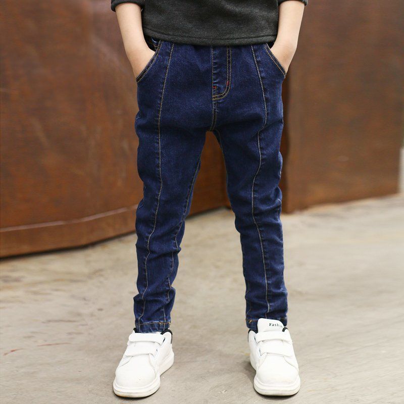 Boys Jeans Autumn And Winter New One-piece Velvet - TryKid