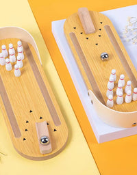 Table Top Mini Bowling Game Set-Tabletop Wooden Board Mini Arcade Desktop Tiny Bowling Shooting Alley Office Desk Stress Relief Gadgets Small Finger Toys Gag Gifts For MenWomen Kids Teens Boys - TryKid
