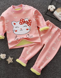 Children's Thermal Underwear Suit Fleece-lined Thickened Boys Girls Autumn Clothing - TryKid
