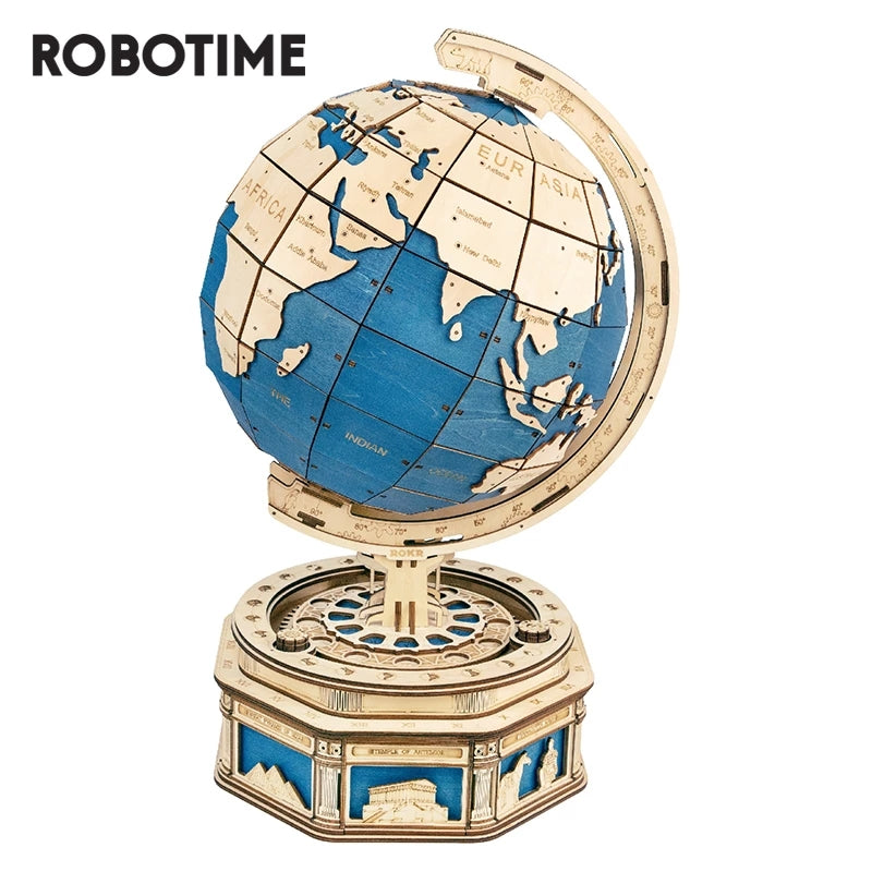 Robotime Globe Earth 567pcs 3D Wooden Puzzle Games Ocean Map Ball Assemble Model Toys Xms Gift for Children - TryKid