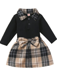 Ins New Children's Clothing Long-sleeved Shirt Plaid Skirt Suit - TryKid

