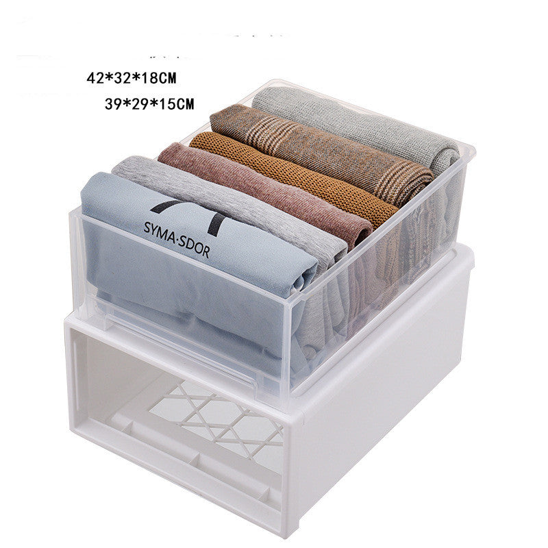 Drawer Type Plastic Transparent Wardrobe Storage Box Finishing - TryKid