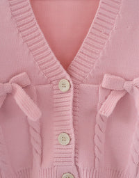 Girls V-Neck Bow Knot Kids Cardigan Kids Sweater - TryKid
