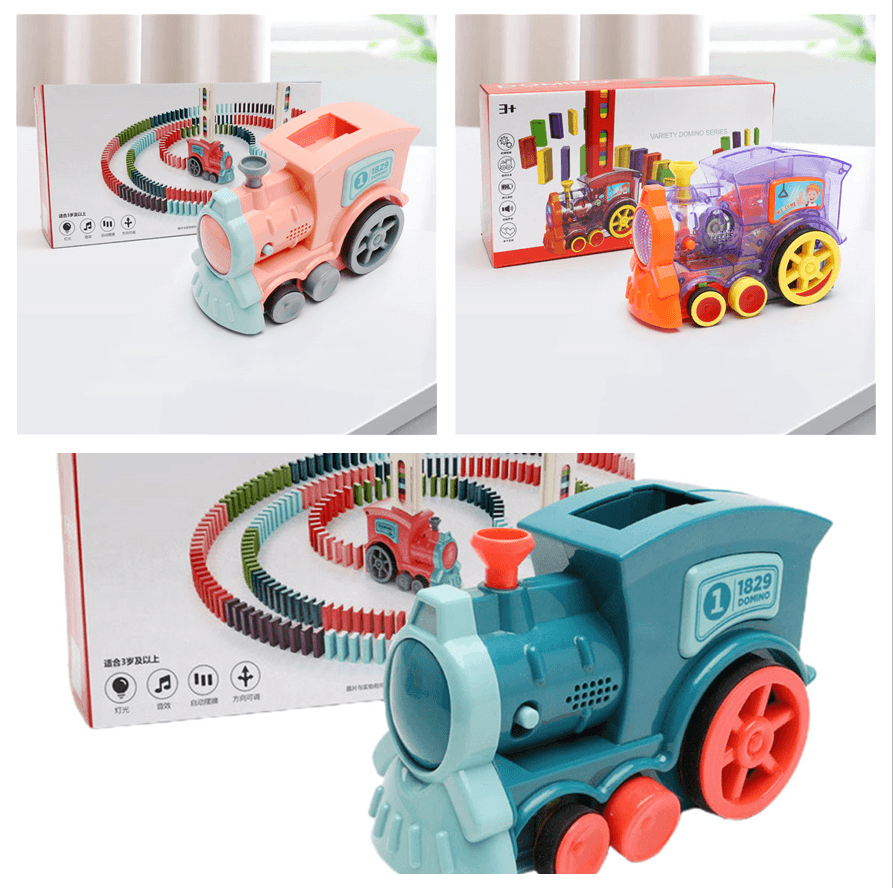 Domino Train Toys Baby Toys Car Puzzle Automatic Release Licensing Electric Building Blocks Train Toy - TryKid