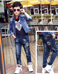 Boys Jeans Autumn And Winter New One-piece Velvet - TryKid
