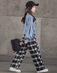 Girls' Suits Western Style Korean Children's Clothing Trendy Plaid Trousers Big Kids - TryKid
