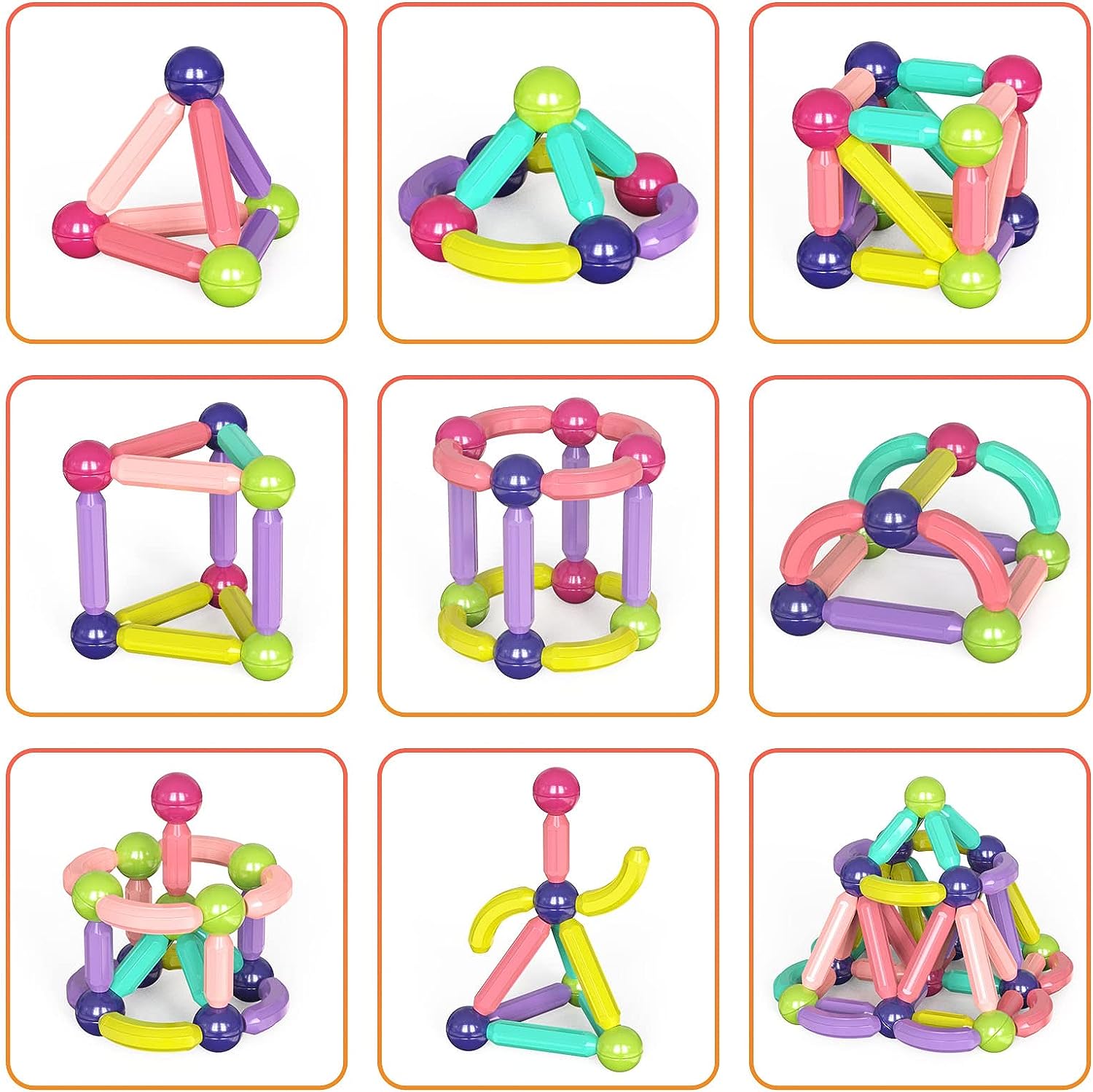 Magnetic Building Blocks Set For Kids Ages 3, STEM Construction 3D Stacking Magnetic Toys For Boys And Girls,Magnetic Sticks And Balls Game Set For Kid Is Early Educational Learning 128PCS. - TryKid