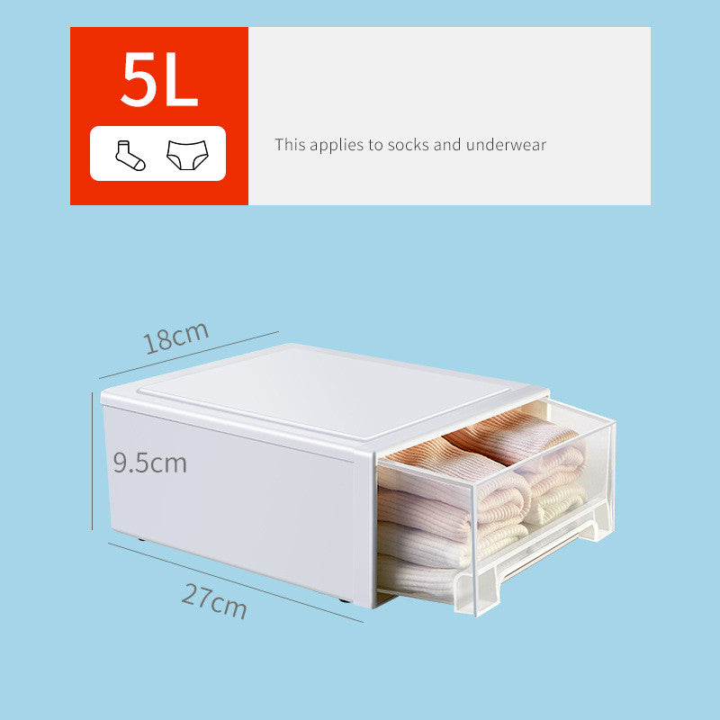 Clothes Storage Box Drawer Type Plastic Thickened Transparent Finishing Box - TryKid