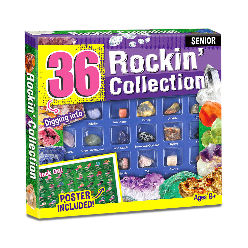 Rock For Kids 36 Pcs Rocks With Learning Guide, Gemstones Crystals Kit Mineral Education Set Geology Science Toys Educational Gifts For Boys Girls Age Above 6 Year Old - TryKid