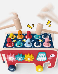 Montessori Toddlers Kids Wooden Pounding Bench Animal Bus Toys Early Educational Set Gifts For Children Toy Musical Instrument - TryKid
