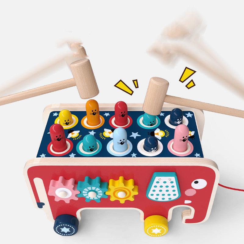 Montessori Toddlers Kids Wooden Pounding Bench Animal Bus Toys Early Educational Set Gifts For Children Toy Musical Instrument - TryKid
