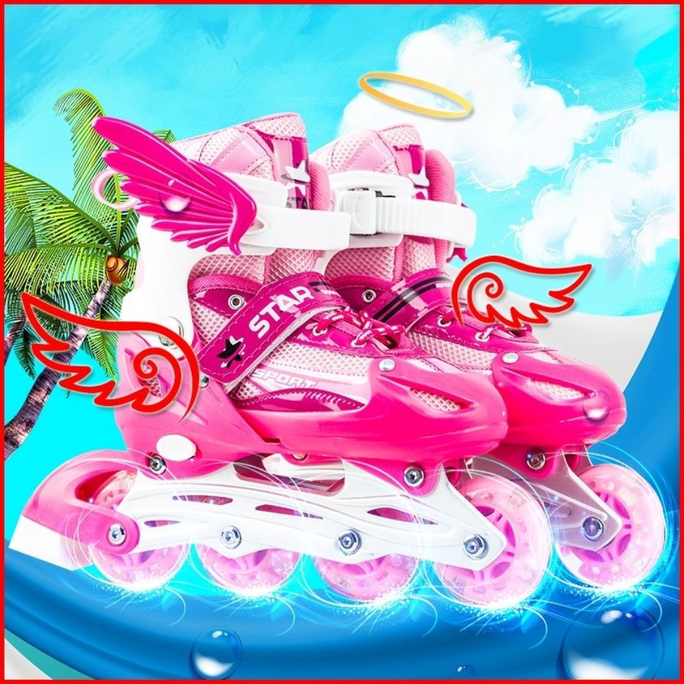 New Boy Girl Children Inline Skates Adjustable Size Flashing Roller Skating Boots for Kids - TryKid